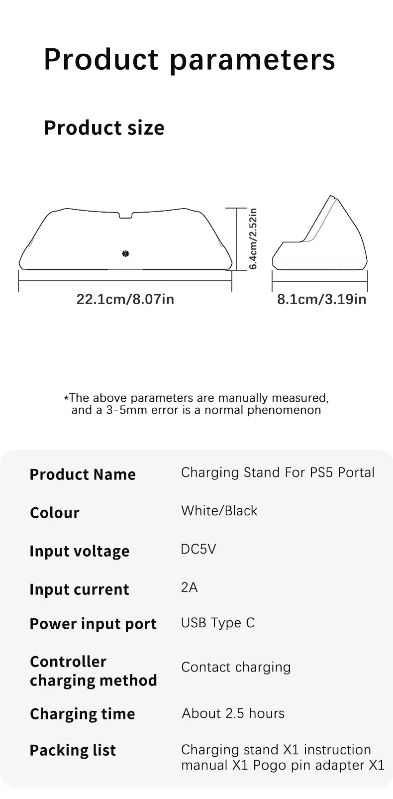 HONCAM Charging Dock Station for PlayStation Portal — Fast Charge & Organized Storage