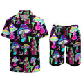 Men's Psychedelic Magic Mushroom 3D Print Shirt & Beach Shorts – Oversized Hawaiian Set
