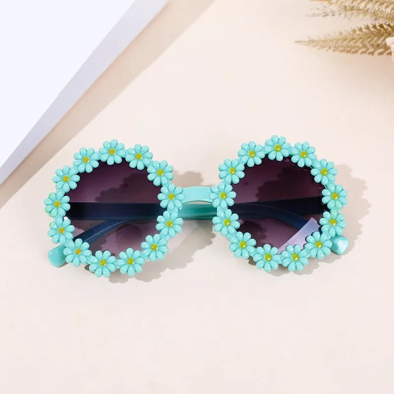Kids Round Flower Daisy Sunglasses | Cute UV Protection Outdoor Party Shades for Children