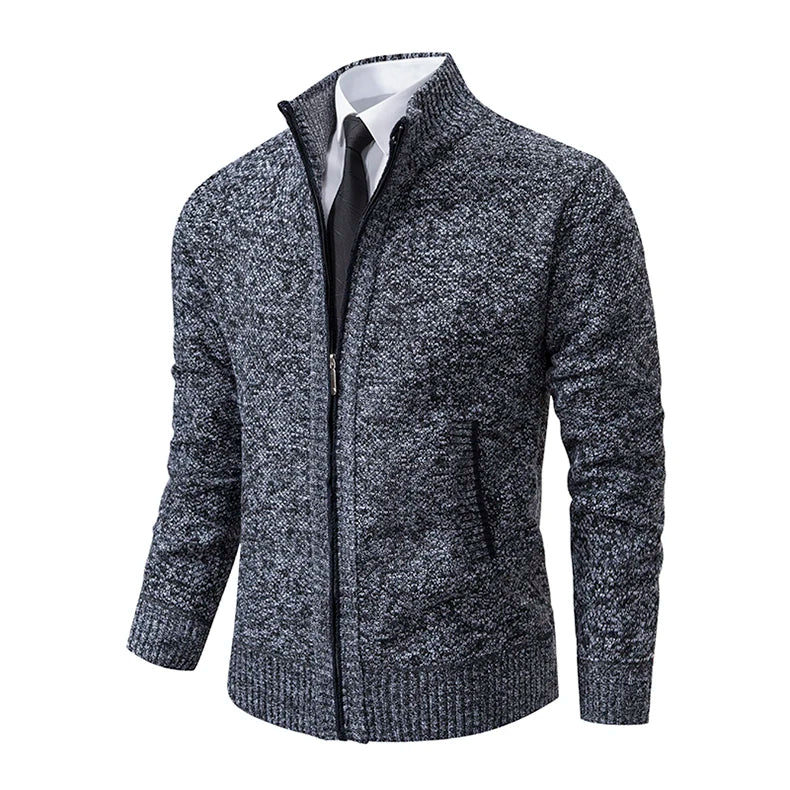 Men's Fleece Zip Cardigan Jacket — Warm Casual Layering Piece