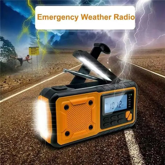 Emergency Hand Crank Solar Radio – 5000mAh AM/FM/NOAA Weather Alert, 4-Way Powered Digital Display