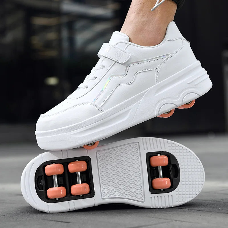 6-Wheel Children's Roller Skate Shoes – 2-in-1 Detachable Wheel Skating Parkour Racing Sneaker