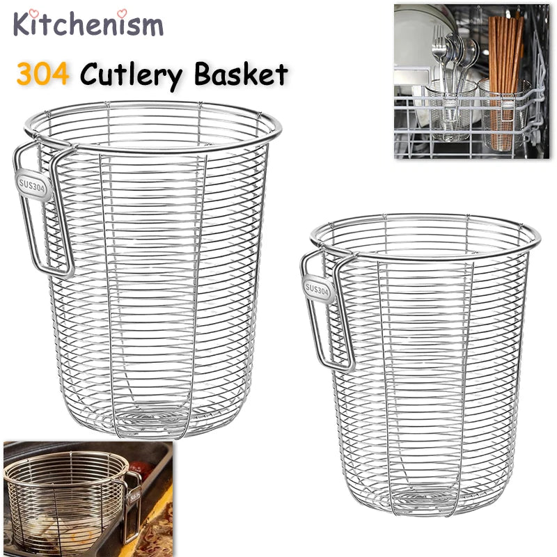 304 Stainless Steel Chopstick Holder & Tableware Drainer Basket – Wall-Hanging Kitchen Utensil Organizer