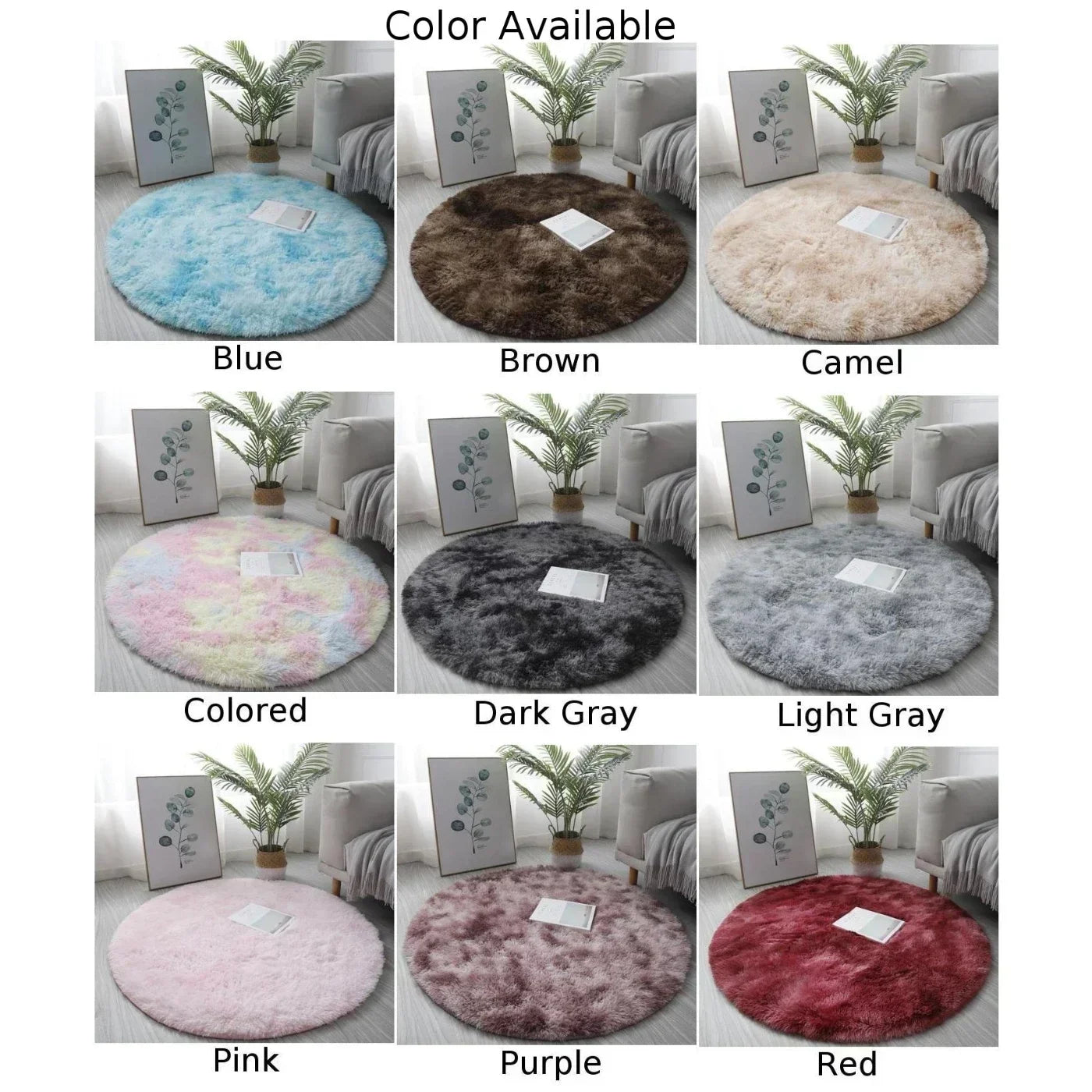 Round Shaggy Area Rug – Soft Non-Slip Circle Carpet for Bedroom & Living Room