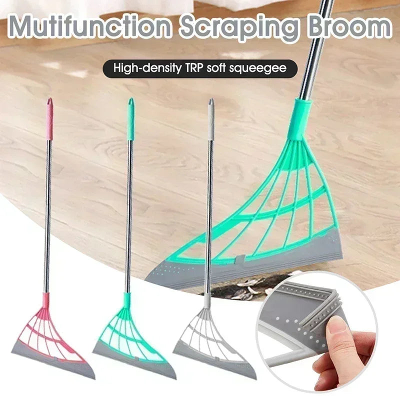 Sweep. Squeegee. Shine. — Silicone Magic Rubber Broom & Floor Squeegee Wiper | Hair & Water Removal, Bathroom & Garage, 1PC & 2PCS, Blue & Gray