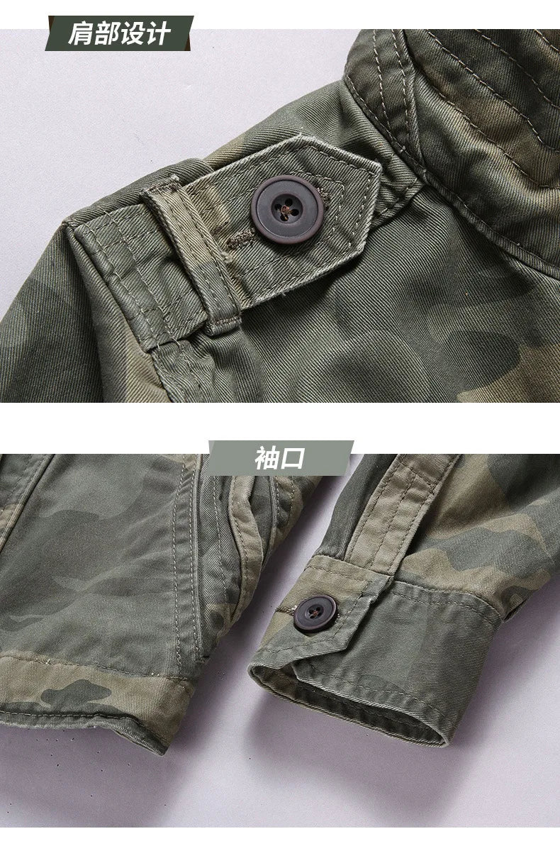 Men's Camouflage Cotton Cargo Jacket – Zip Front