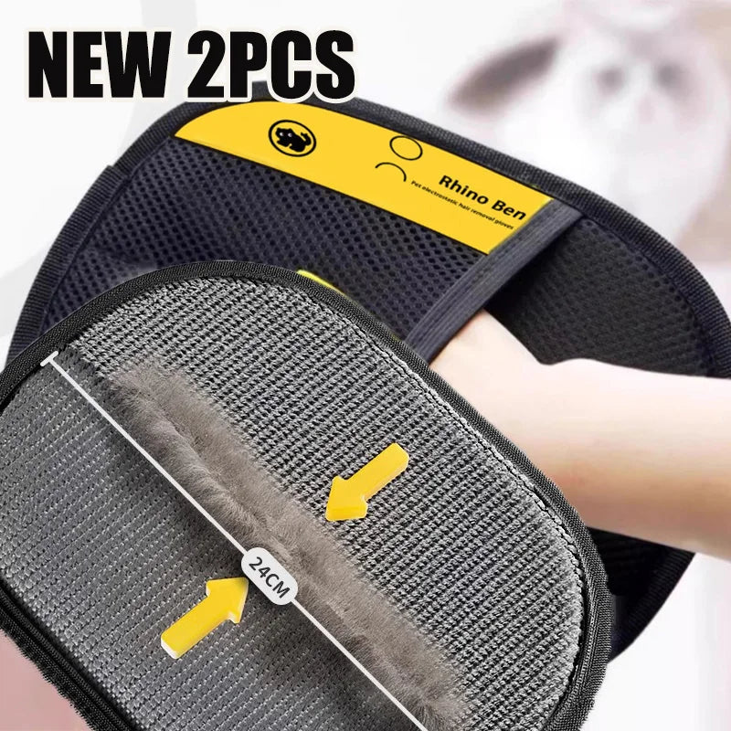 Pet Grooming Gloves — Double-Sided Hair Remover