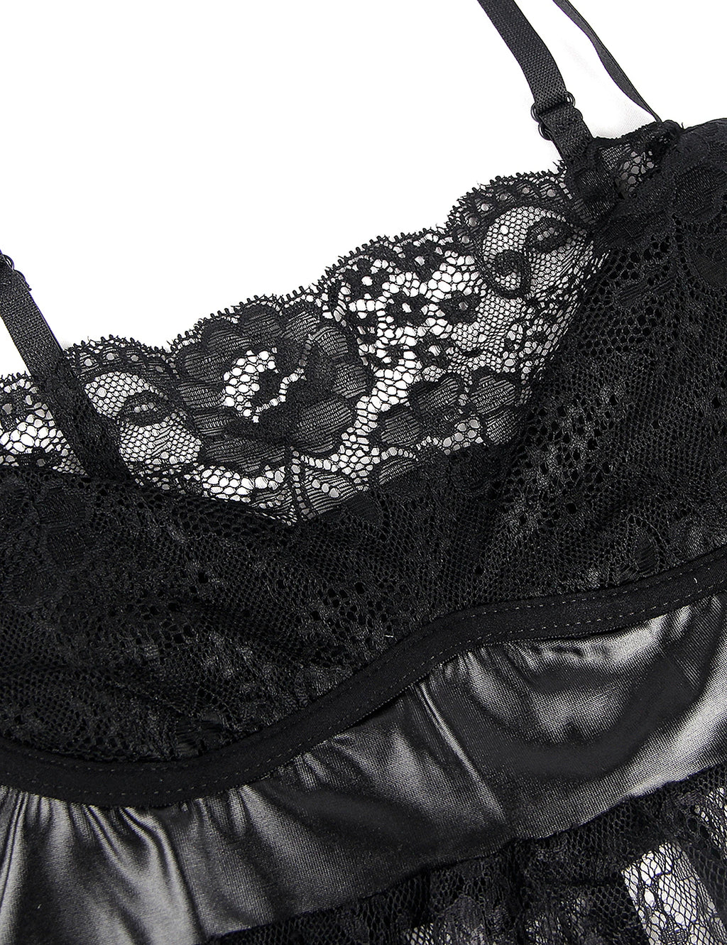 Eyelash Lace Mesh Nightgown — Plus Size Babydoll Lingerie