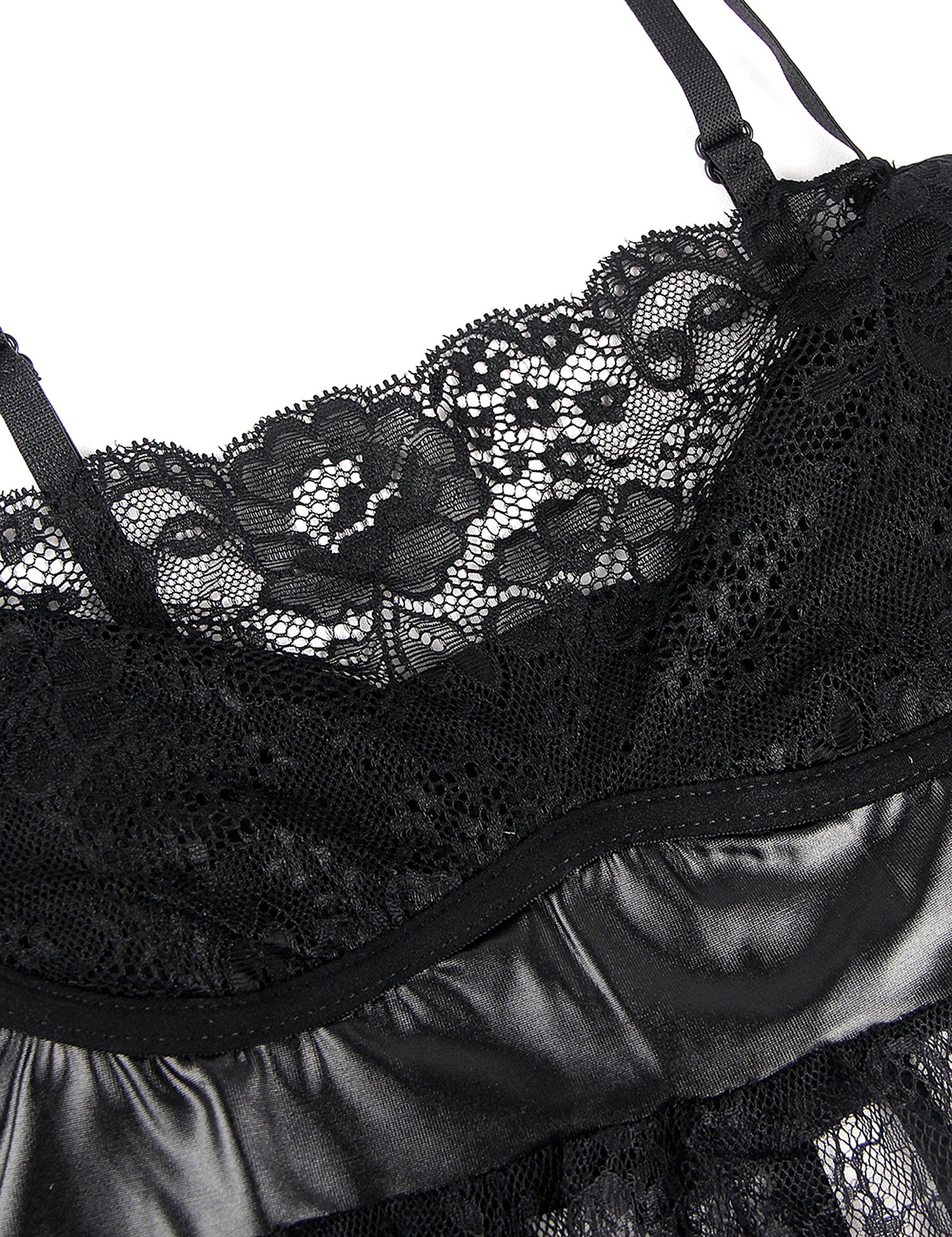 Eyelash Lace Mesh Nightgown — Plus Size Babydoll Lingerie