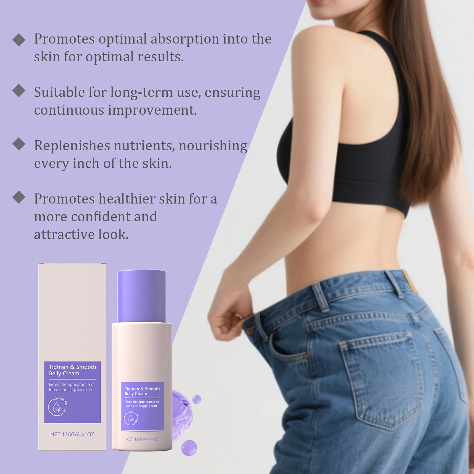 Rose Tighten Smooth Belly Cream — Reduces Stretch Marks, Increases Skin Elasticity & Body Shaping Lotion