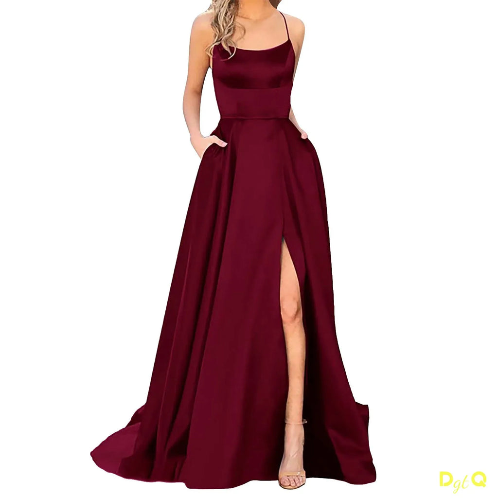 2024 New Women Dress Elegant Vintage Ladies Backless Long Dresses Wine Party Prom Wedding Floor Length Evening Dress For Women