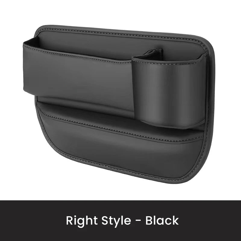 Black car organizer with cup holder on a white background