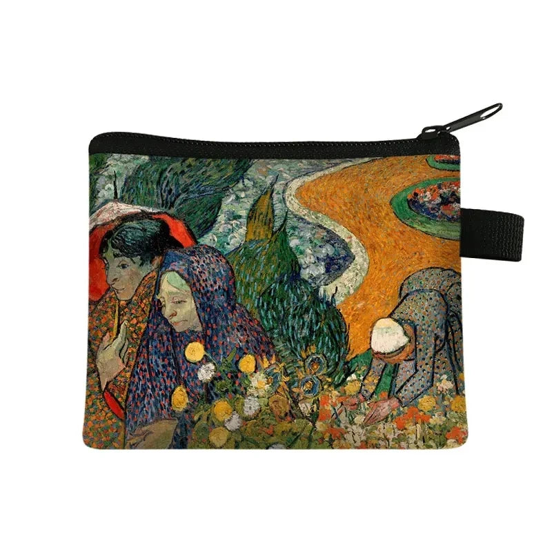 Vintage Oil Painting Floral Coin Purse Mini Clutch Wallet – Bohemian Nylon Organizer Wallet for Women