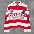 Y2K Rugby Diamond Embroidery Stripe Polo & Long Sleeve Shirts Co-ord Set – Oversized Unisex