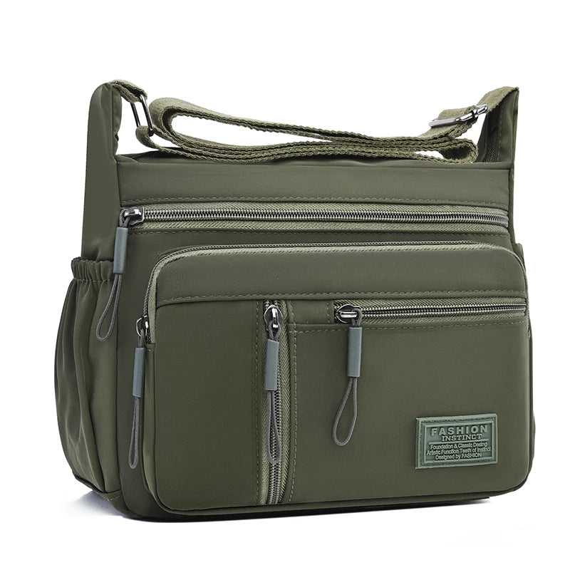 Waterproof Nylon Crossbody Bag – Multi-Pocket Large Capacity Shoulder Messenger Handbag for Women