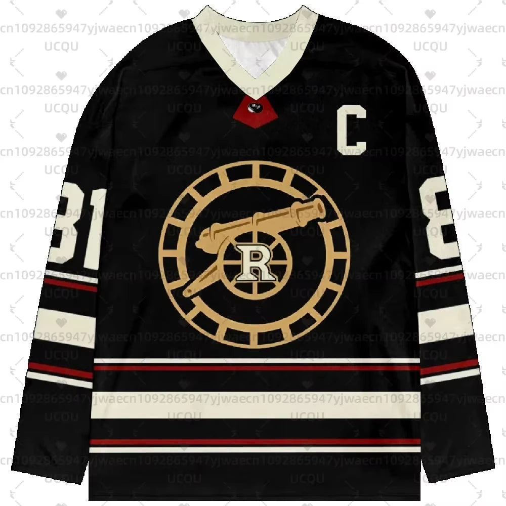 Men's Hockey Jersey Long Sleeve Tee — Retro Sport Graphic Shirt