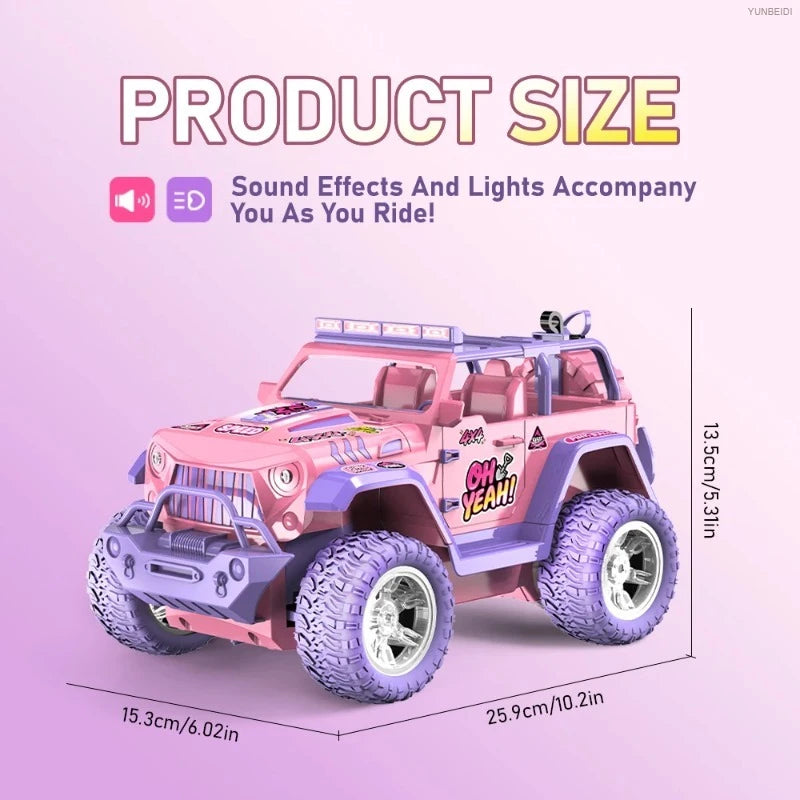 1:16 Pink Remote Control Car 2.4G_Hz Spray Music Light DIY Sticker Racing Car 1:18 Climbing Off-road Toy Car Kids Festival Gifts