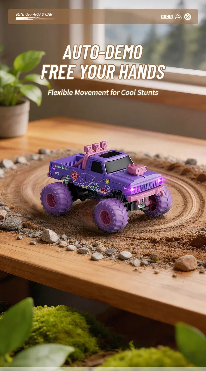 hot model 1:64 mini alloy remote control truck 2.4G four-wheel drive big foot off-road vehicle simulation model children toy car