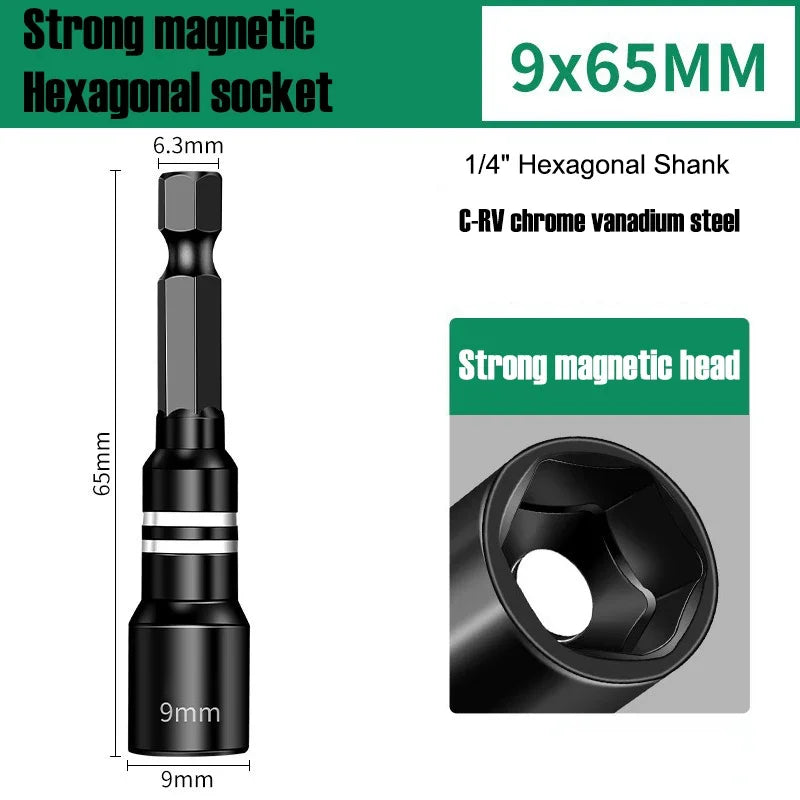 Magnetic Hex Shank Nut Driver Set — Power Tool Bit Adapter for Drill & Impact Driver