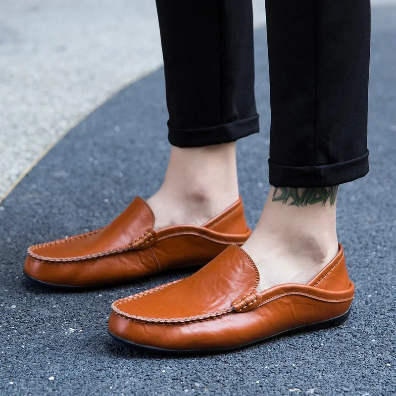 Men's Cow Leather Slip-On Boat Loafers