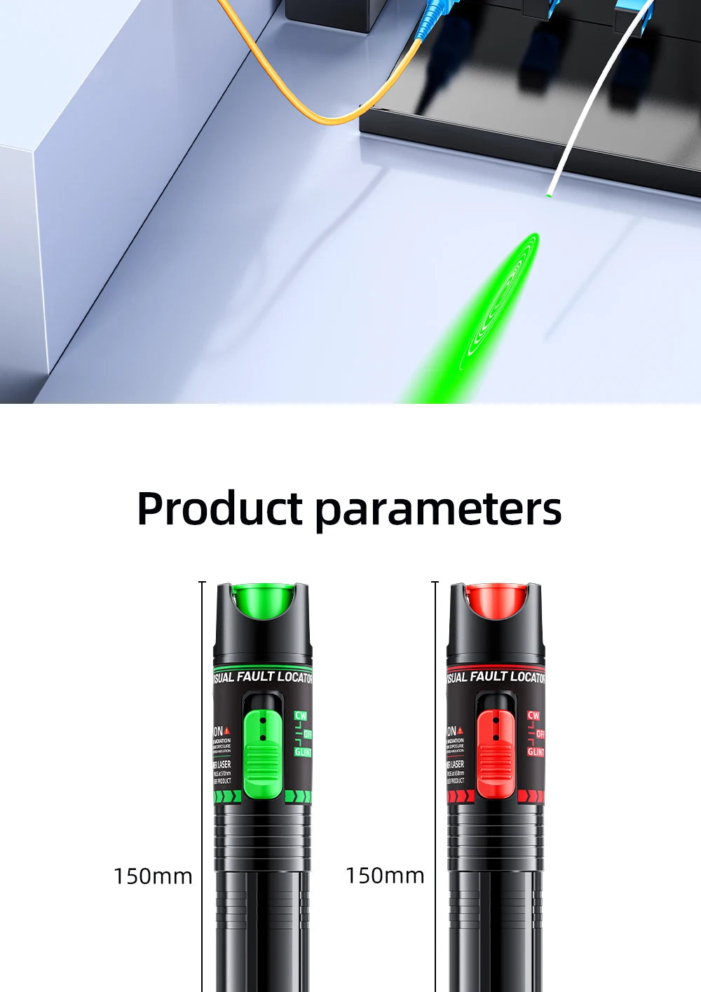 Rechargeable Green VFL Fiber Optic Tester – 15mW to 100mW Visual Fault Locator Pen