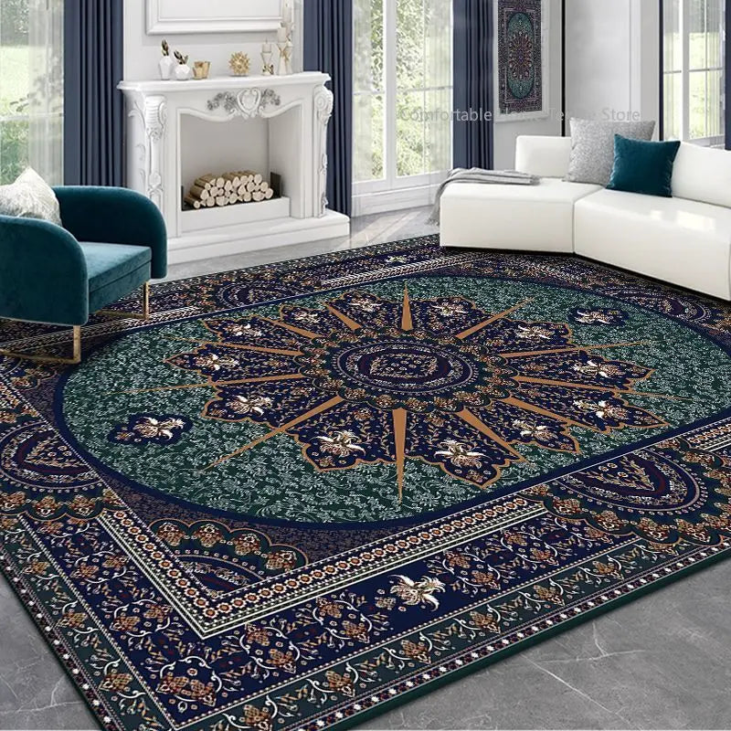 Persian Style Large Area Carpet – Retro Non-Slip Washable Rug for Living Room & Bedroom