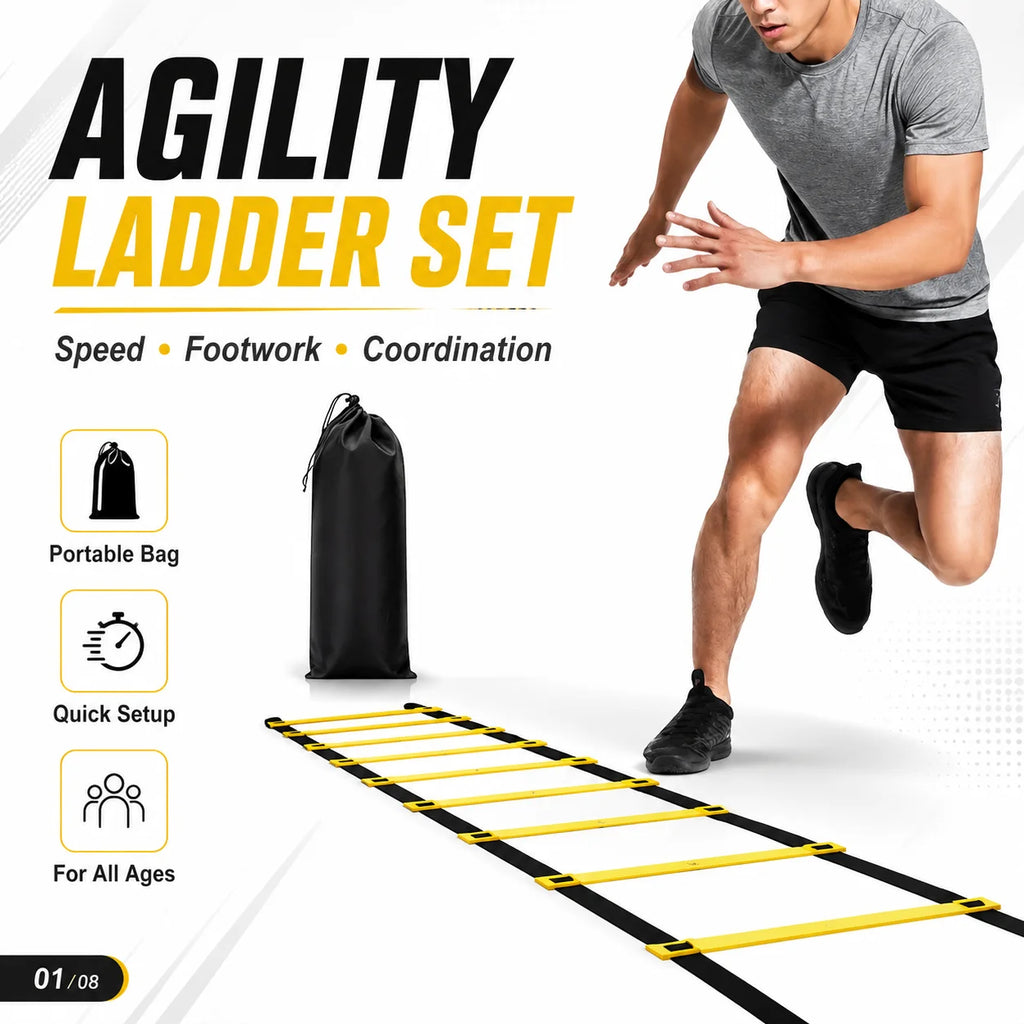 Agility Ladder Set – 2-10M Speed Training with Carry Bag for Soccer, Football, Footwork & Home Gym Drills