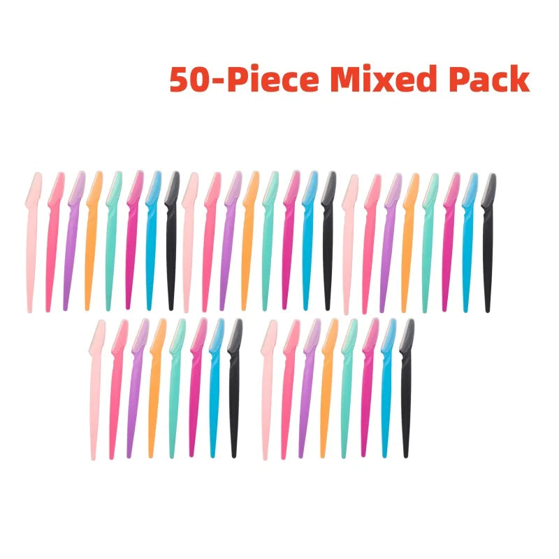 10-Piece Mixed Stainless Steel Matte Eyebrow Razors: Candy-Colored, Safety-Type with Straight Handle