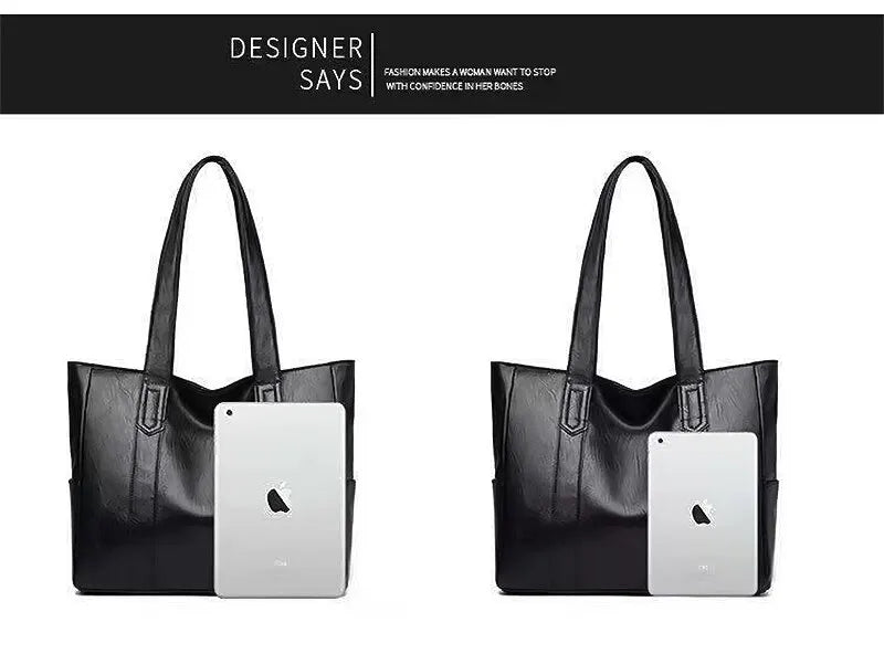 Vintage Large Capacity Shoulder Bag – Plain Commuter Handbag for Women