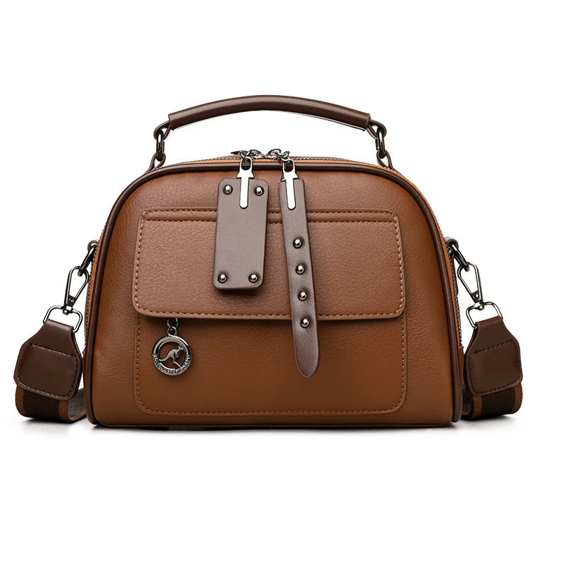 3-Layer Soft PU Leather Crossbody Shoulder Tote – Large Capacity Designer Messenger Bag for Women