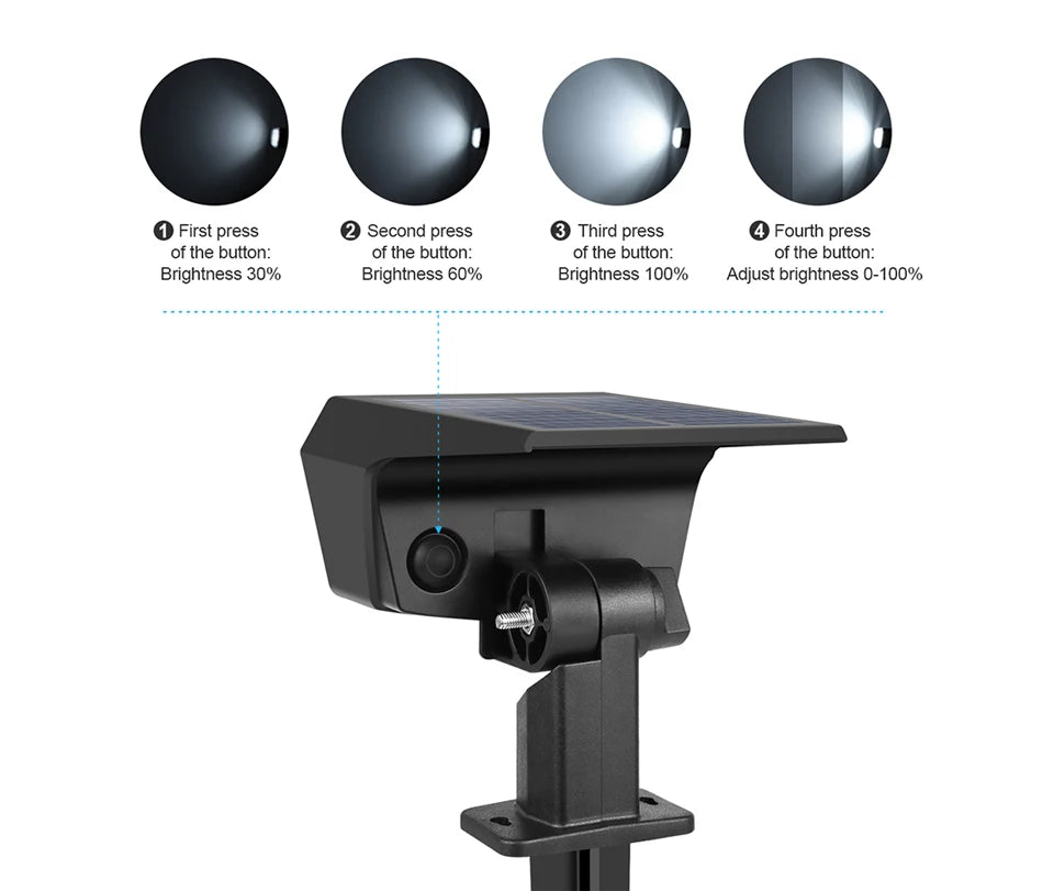 59-LED Solar Spotlight – IP65 Waterproof, 3 Brightness Modes, 2-in-1 Ground & Wall Mount for Garden