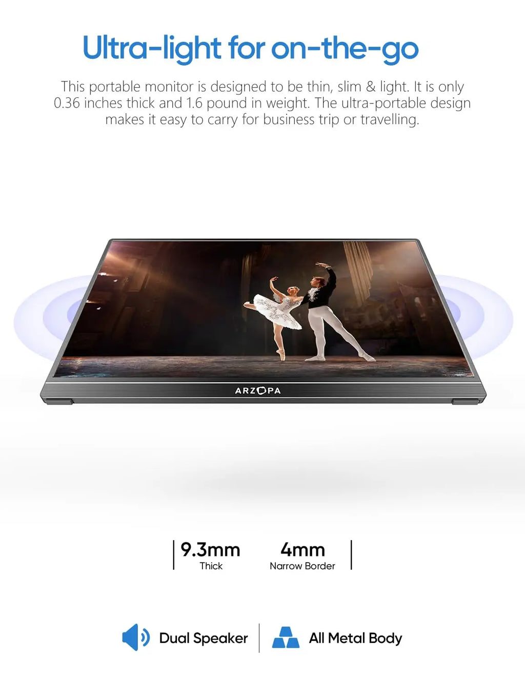 15.6-Inch Portable Monitor – Full HD IPS & Dual Speakers