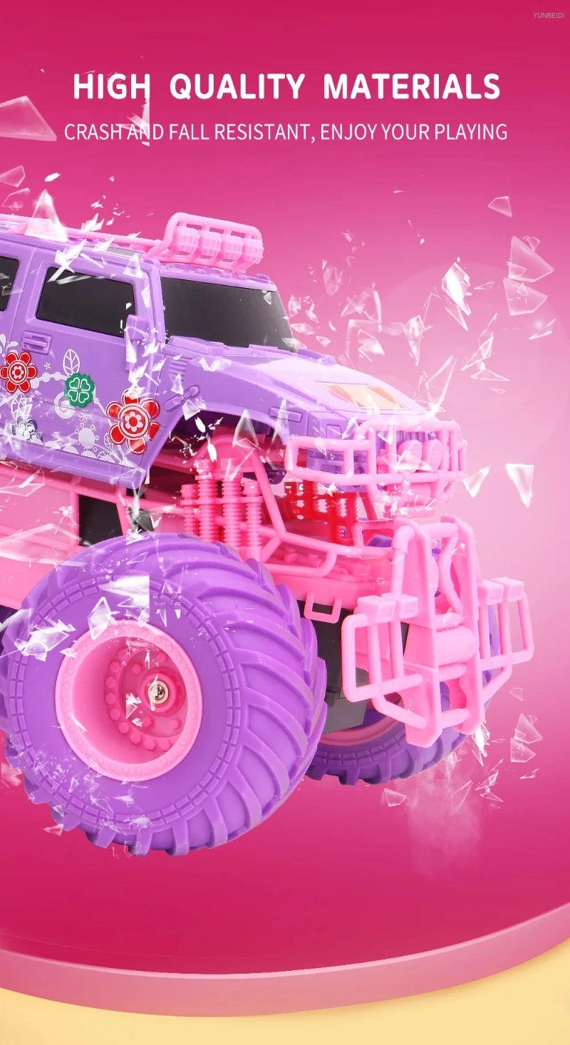 1:16 Pink Remote Control Car 2.4G_Hz Spray Music Light DIY Sticker Racing Car 1:18 Climbing Off-road Toy Car Kids Festival Gifts