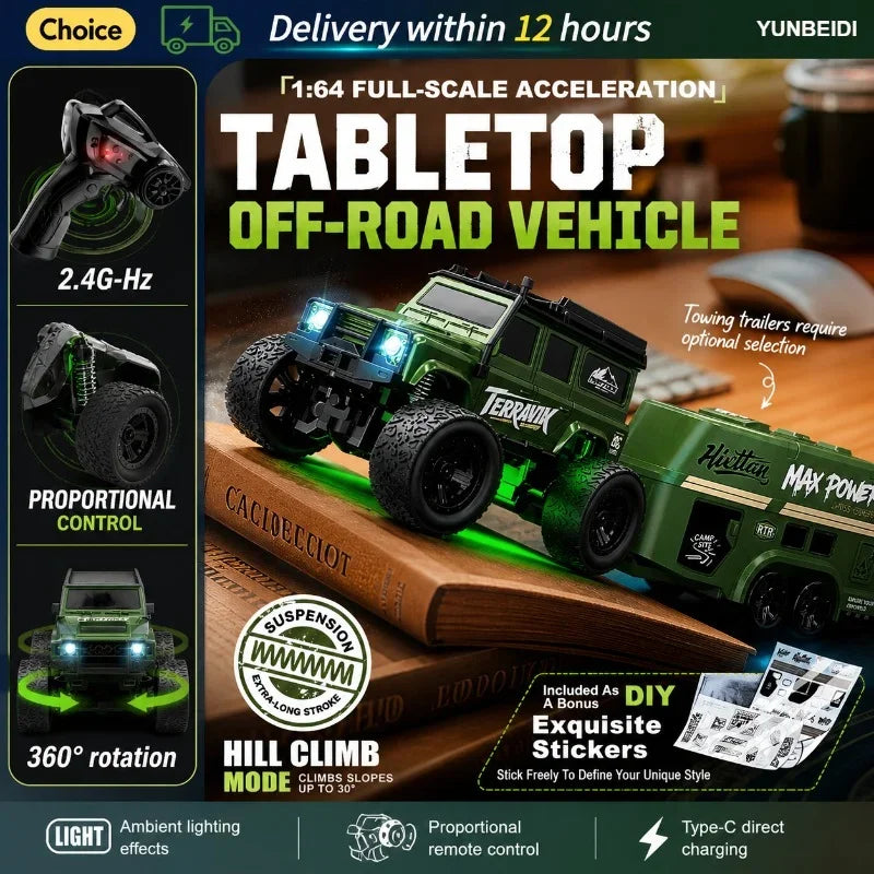 1/64 Scale Mini 4WD RC Drift Racing Car – Type-C Rechargeable Desktop Racer