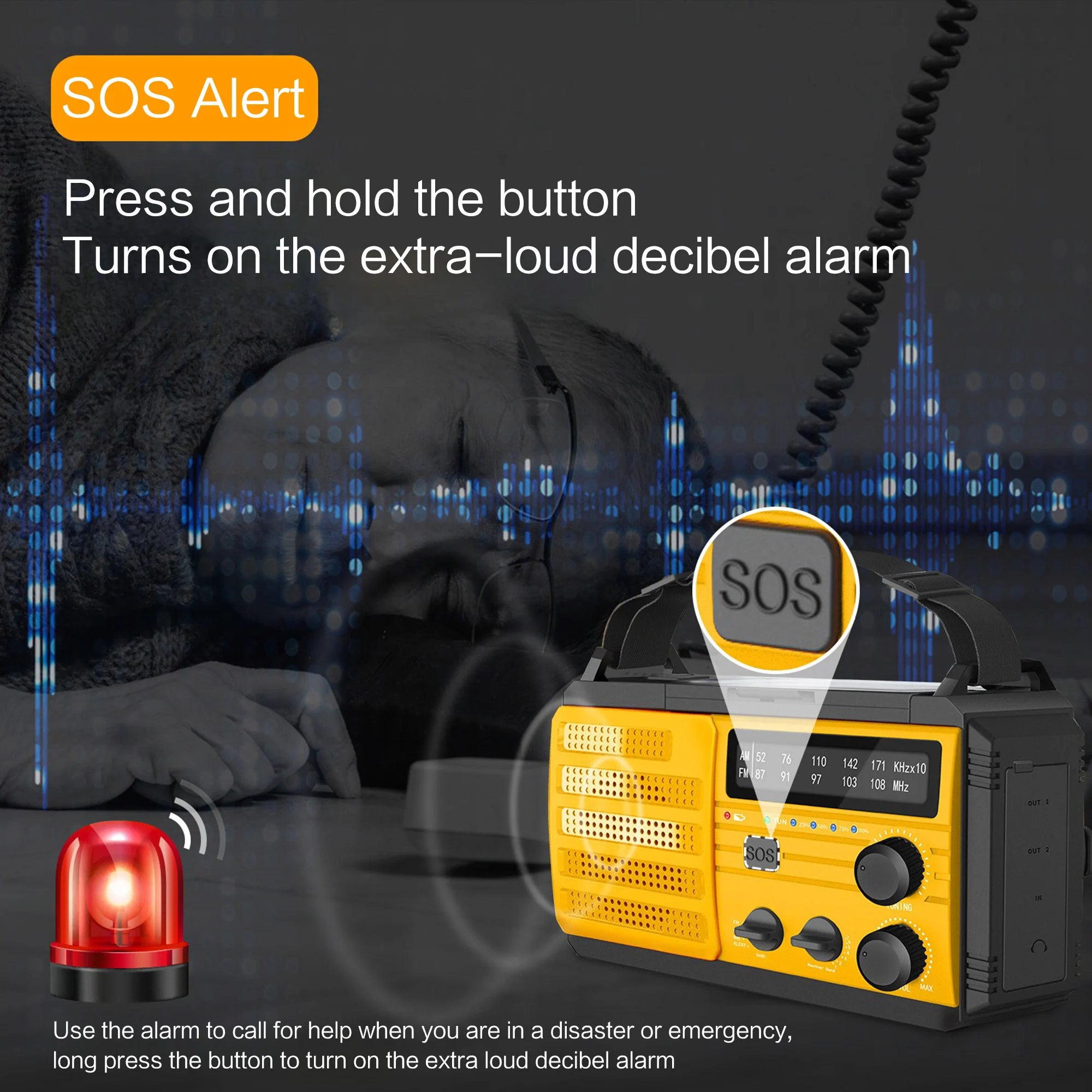 Weather Radio Emergency Multifunctional Radio FM AM WB Hand Crank Solar USB Charging 2000mAh Power Bank LED Flashlight Torch