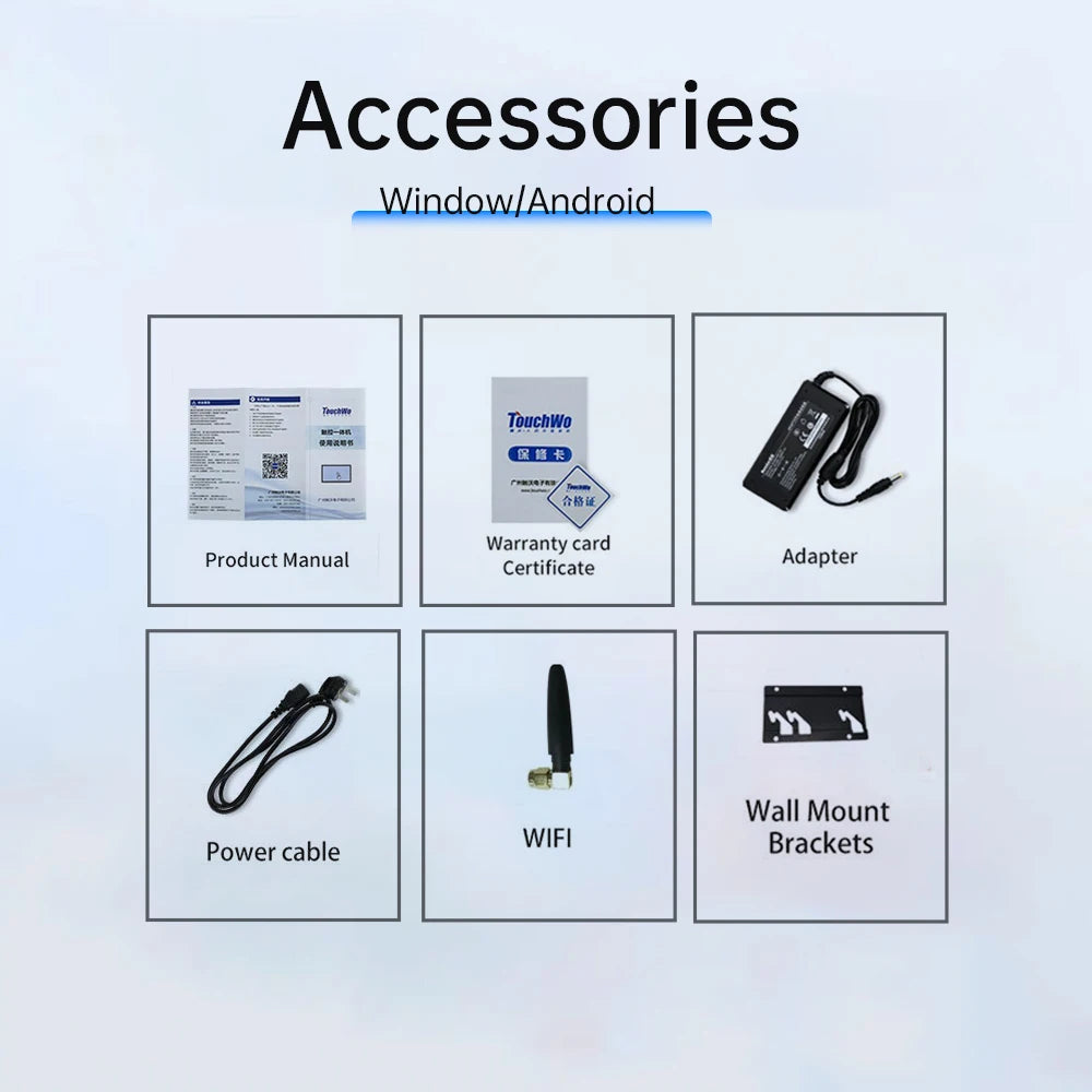 TouchWo Commercial All-in-One PC – 21.5"/23.8"/27" PCAP Touch, Intel UHD, Win10/Android