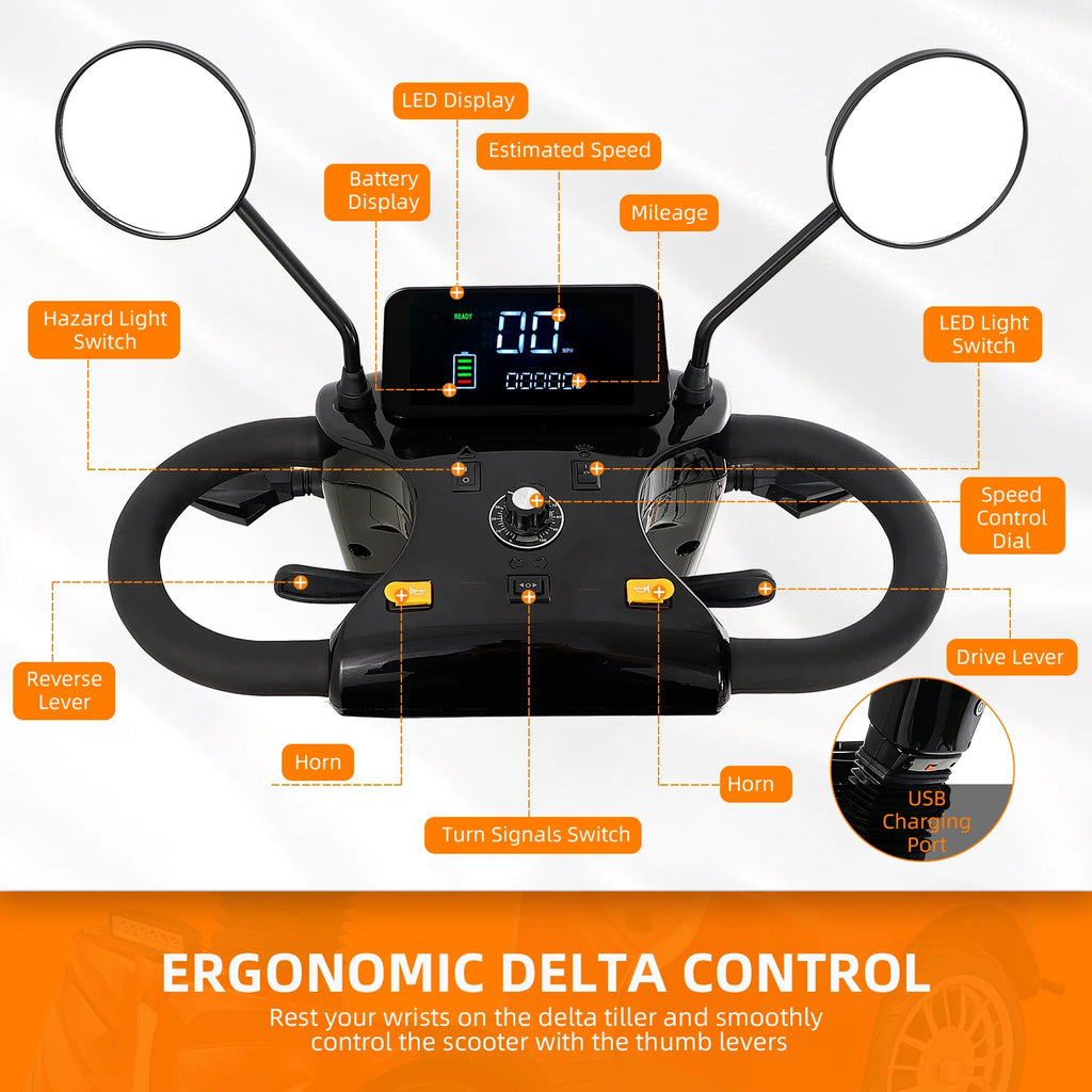 800W 4-Wheel Mobility Scooter – 35–45 km Range, 200 kg Capacity