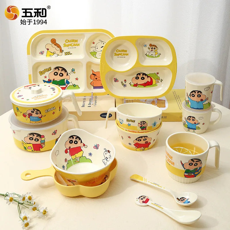 Crayon Cartoon Children's Bowl Set — Soup Bowl & Divided Plate