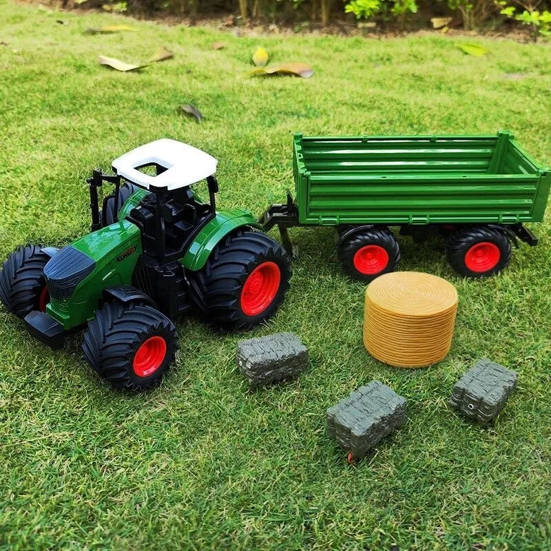 Farm Tractor Toy with Trailer & Accessories – Simulation Farmer Vehicle Set for Kids