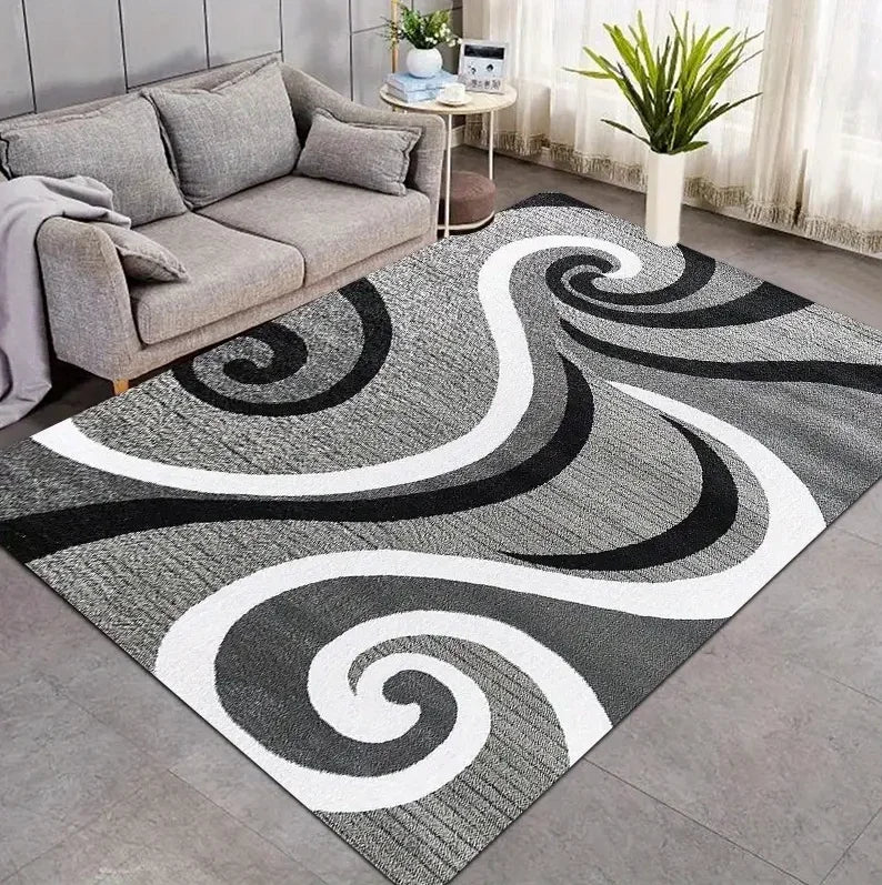 Modern Printed Floor Mat – Soft Lines Design, Living Room, Bedroom, Kitchen, Terrace & Office