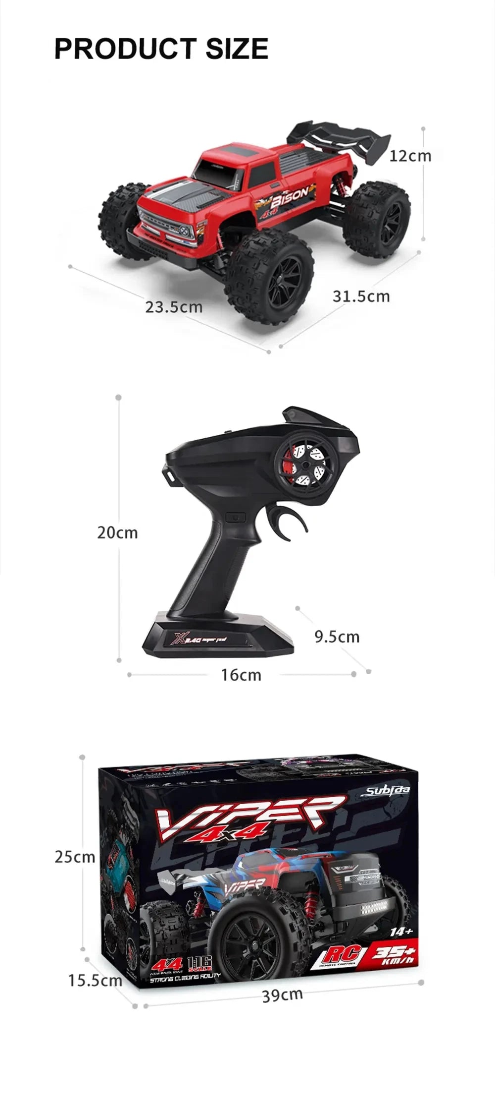 50KM/H 1:16 Scale 4WD RC Car with LED Lights – High Speed Off-Road Buggy Truck