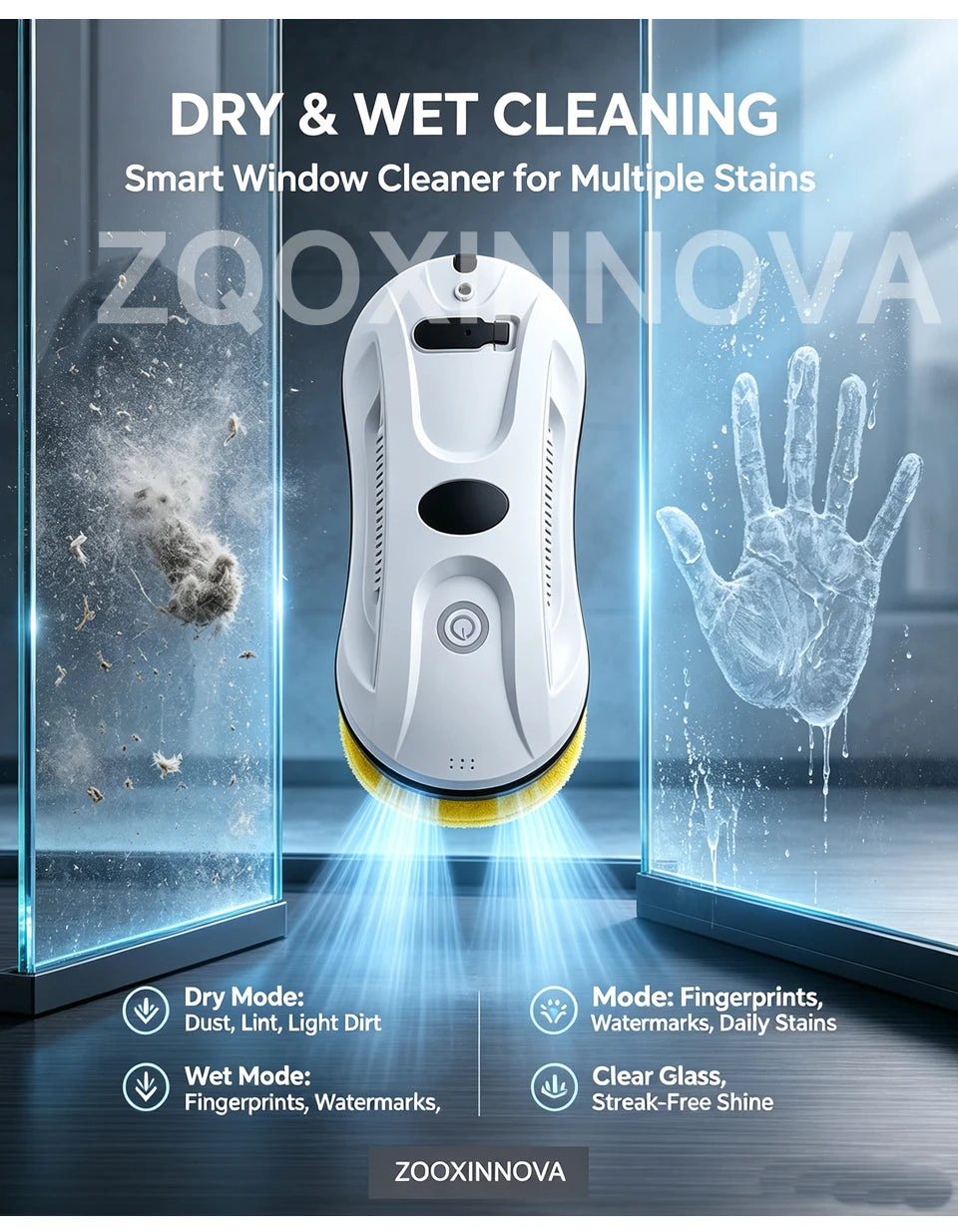 UPS Robot Window Cleaner — Smart Auto Glass Washing Robot with Remote Control & UPS Safety System