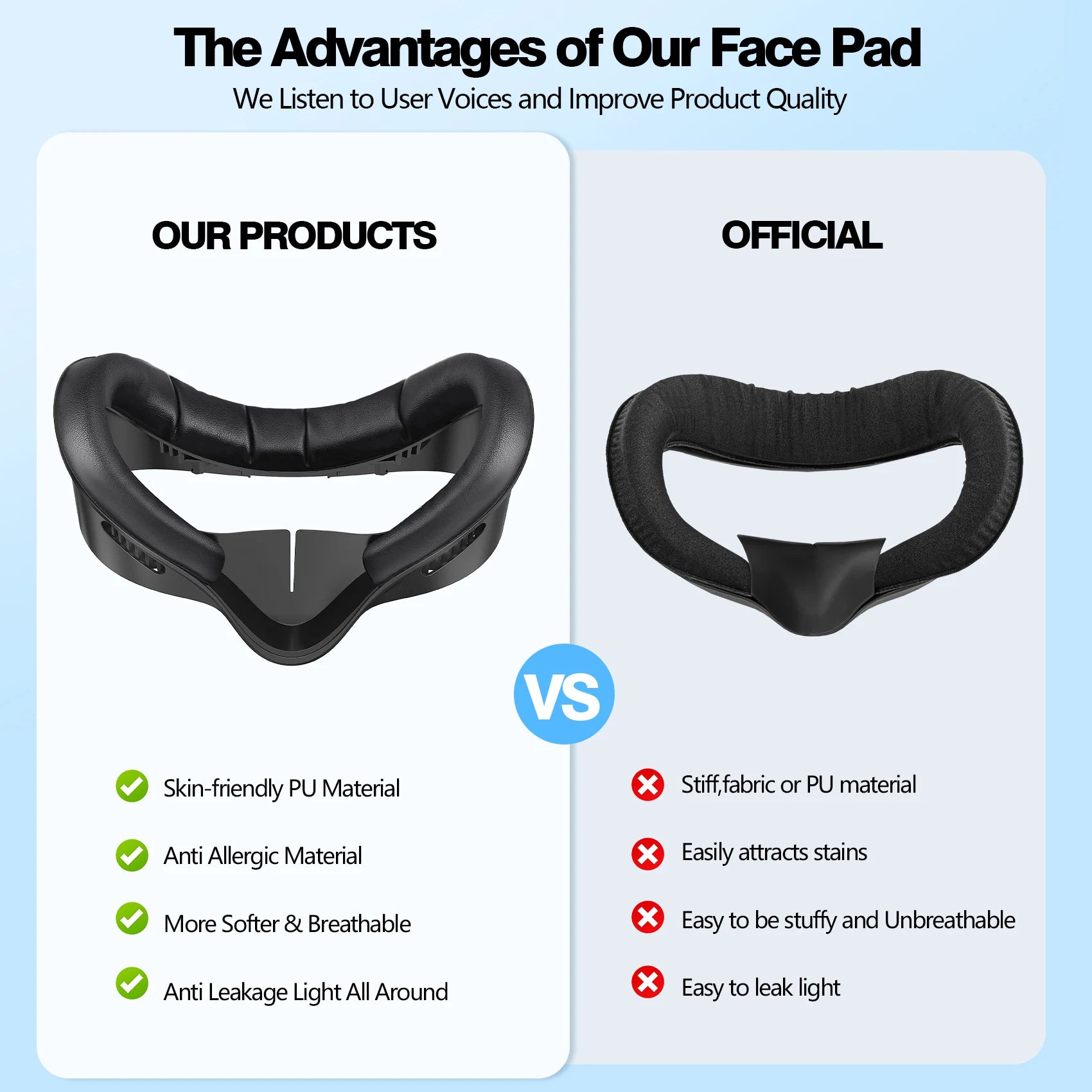HUADAI Face Cushion Pad for Meta Quest 2, 3 & 3S