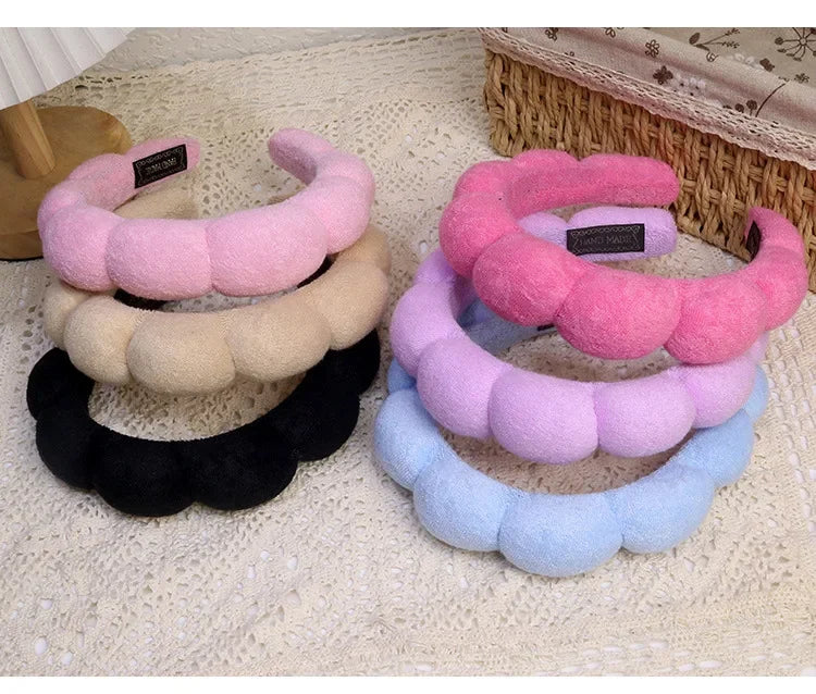 Puffy Spa Headband & Wristbands Set — Microfiber