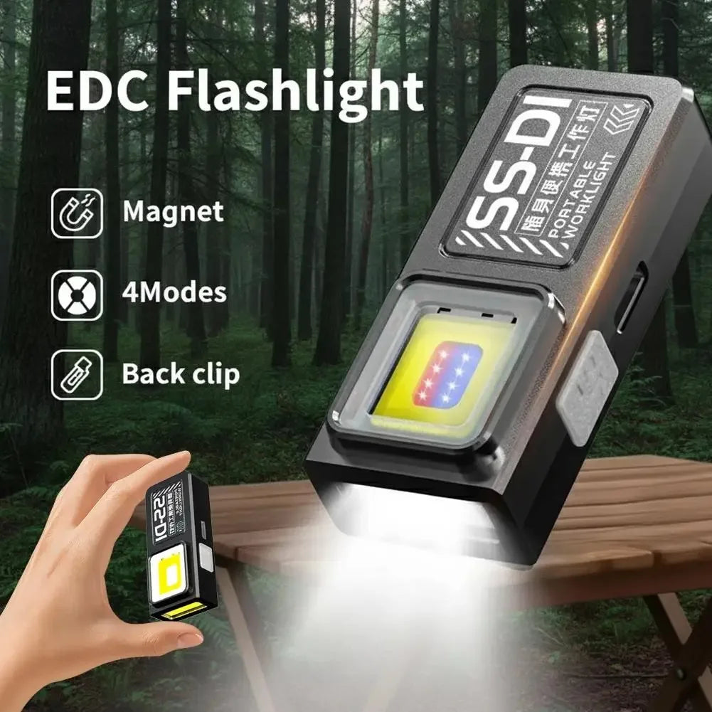 Mini COB LED Flashlight – 800 Lumen, Rechargeable, Belt Clip, Magnet, Waterproof EDC Pocket Light
