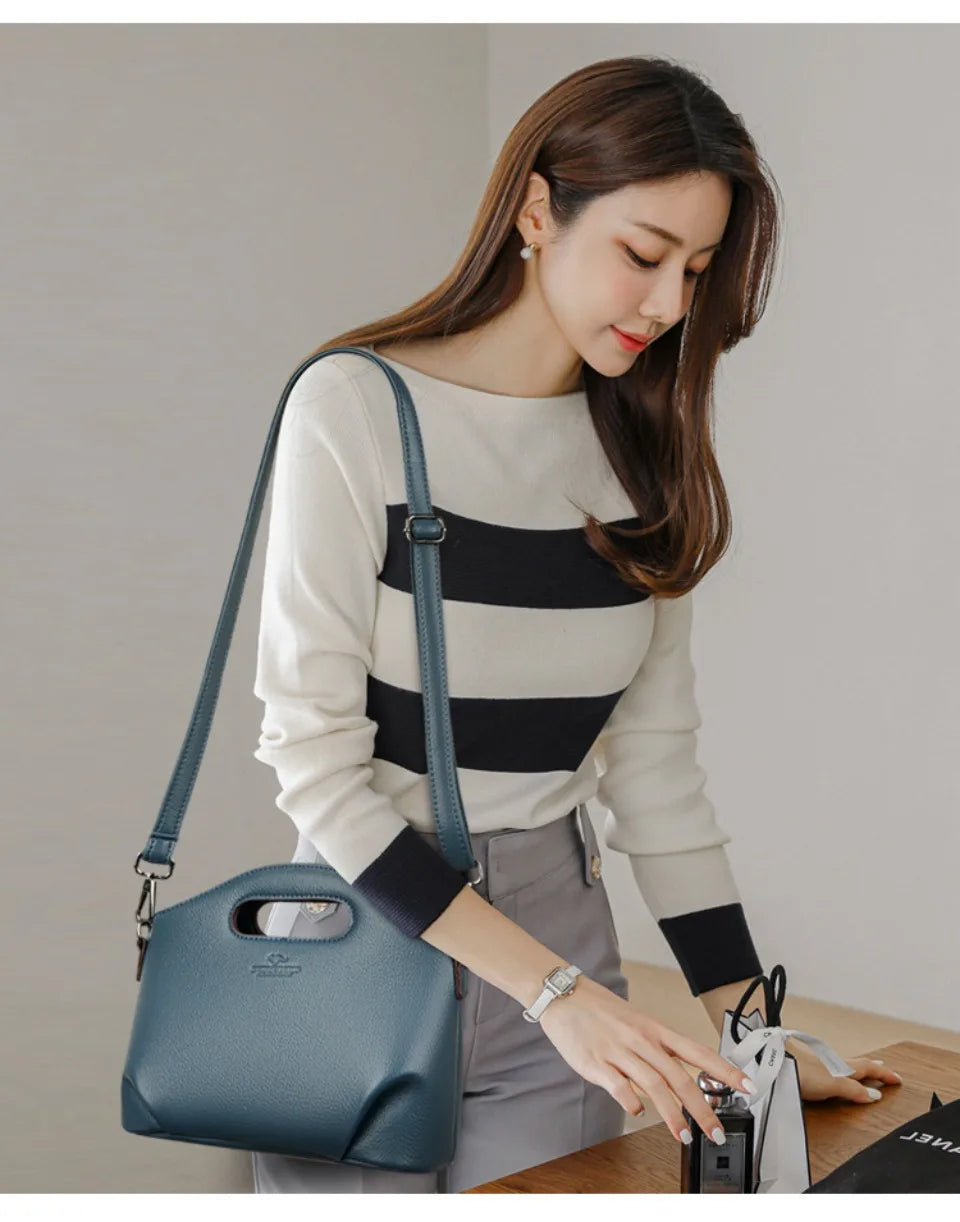 VANDERWAH Luxury Microfiber Leather Flap Shoulder Bag – Small Casual Tote Handbag for Women