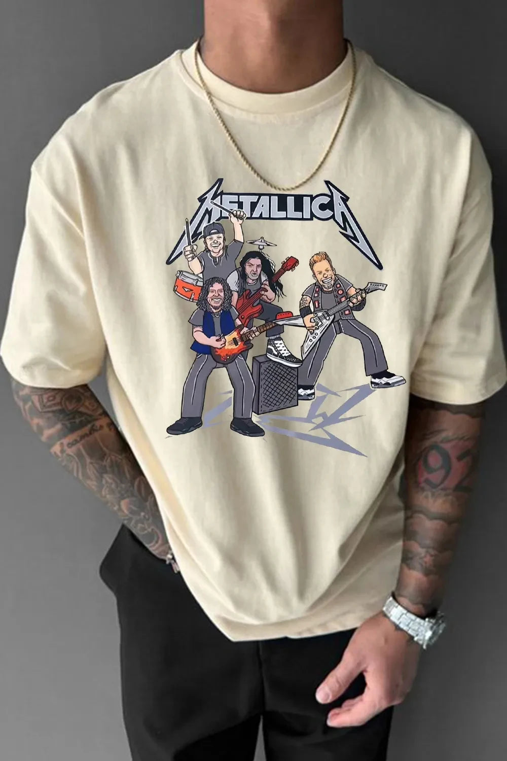 Metallica Rock Band Graphic T-Shirt — 100% Cotton Streetwear Tee for Men & Women