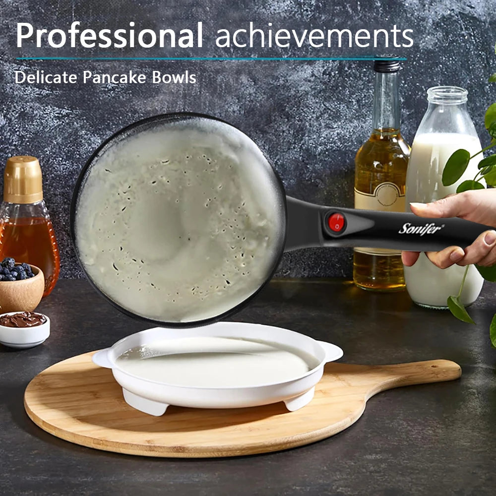 Electric Crepe Maker 600W — Non-Stick Plate Breakfast & Dessert Maker with Hook Storage