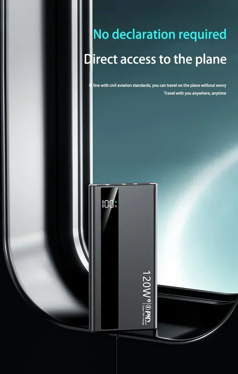 500000mAh Power Bank – 120W Fast Charging Large Capacity PD 20W Portable Charger for All Phones