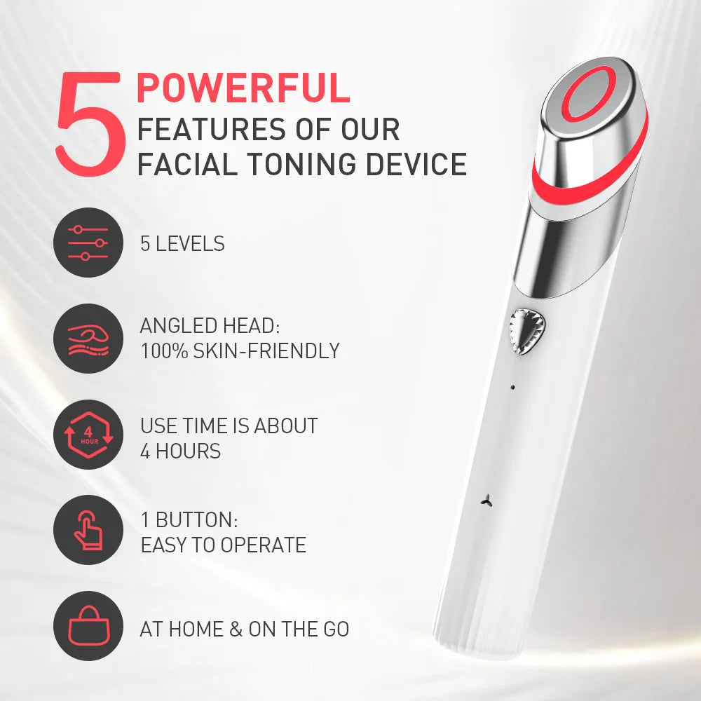 4-in-1 Microcurrent Skin Booster Wand – Red Light Therapy, Therapeutic Heat & Vibration Anti-Aging Face Tool